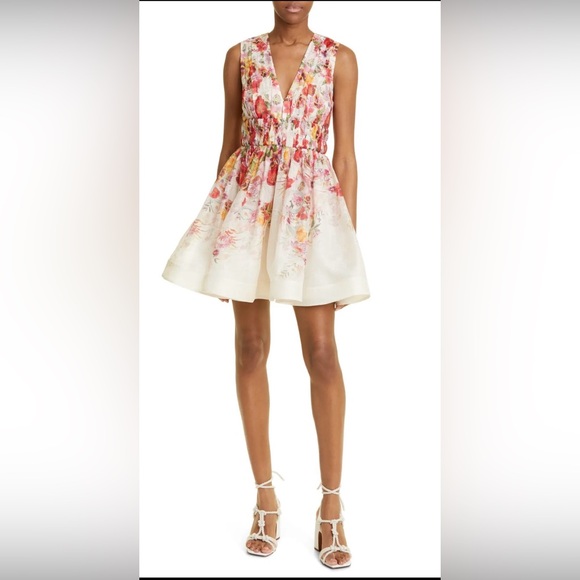 Zimmermann Dresses & Skirts - Zimmermann Floral Skater Dress in Pink and Cream size Zimmerman 1, fits US 4
